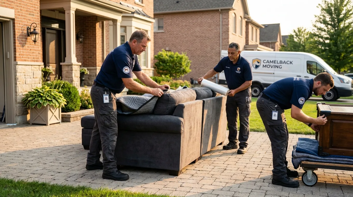Large estate moving crew wrapping furniture in Central City, PA